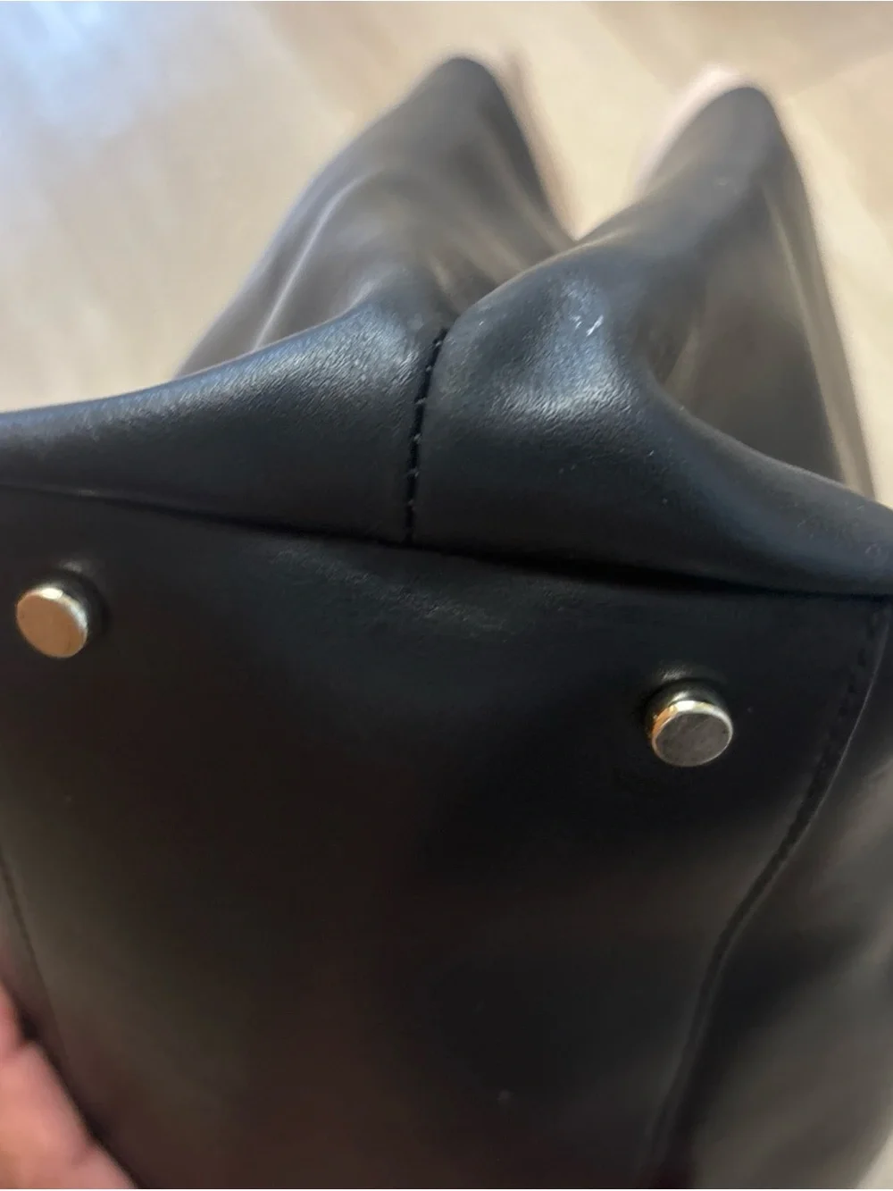 kate spade Black and Cream Leather Tote with Bow Accent